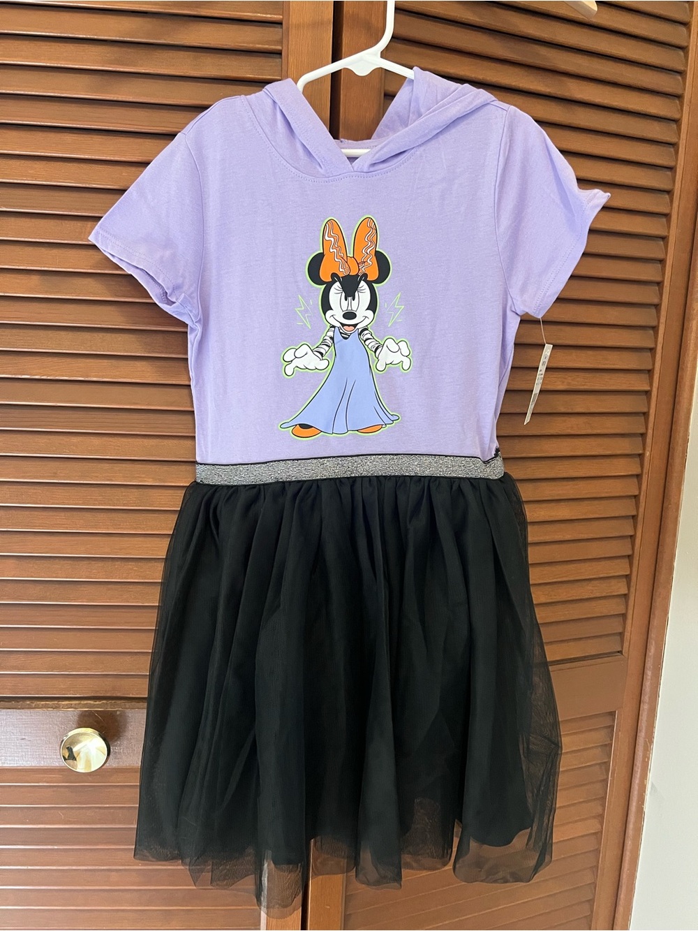 Disney Lavender and Black Minnie Mouse Hooded Tulle Dress M 7-8 NWT Halloween